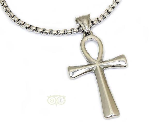 Grote foto ankh hanger zilverkleurig 4 3 cm snake kleding dames sieraden