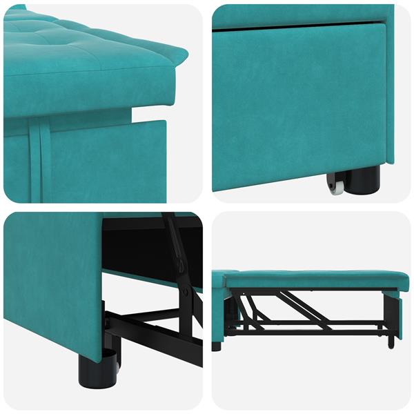 Grote foto vidaxl slaapbank 3 in 1 uittrekbaar turquoise fluweel huis en inrichting bankstellen
