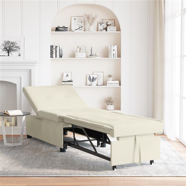 Grote foto vidaxl 3 in 1 uittrekbaar sofa bed in cr me velours huis en inrichting bankstellen