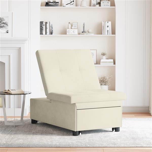Grote foto vidaxl 3 in 1 uittrekbaar sofa bed in cr me velours huis en inrichting bankstellen