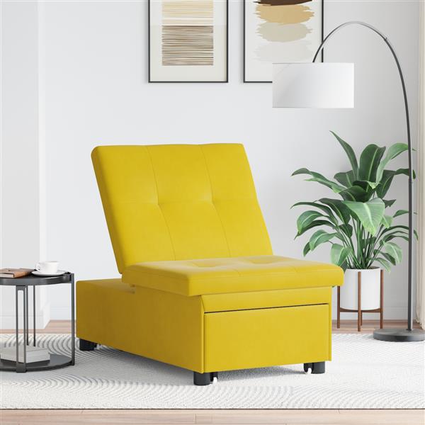 Grote foto vidaxl sofa bed 3 in 1 uittrekbaar ontwerp gele fluweel huis en inrichting bankstellen