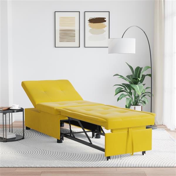 Grote foto vidaxl sofa bed 3 in 1 uittrekbaar ontwerp gele fluweel huis en inrichting bankstellen