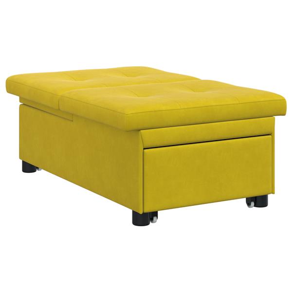 Grote foto vidaxl sofa bed 3 in 1 uittrekbaar ontwerp gele fluweel huis en inrichting bankstellen