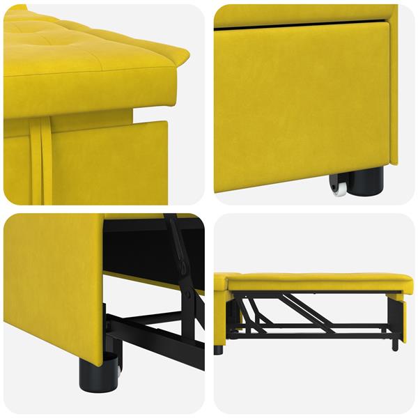 Grote foto vidaxl sofa bed 3 in 1 uittrekbaar ontwerp gele fluweel huis en inrichting bankstellen