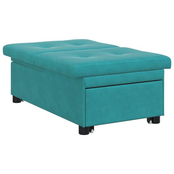 Grote foto vidaxl slaapbank 3 in 1 uittrekbaar turquoise fluweel huis en inrichting bankstellen