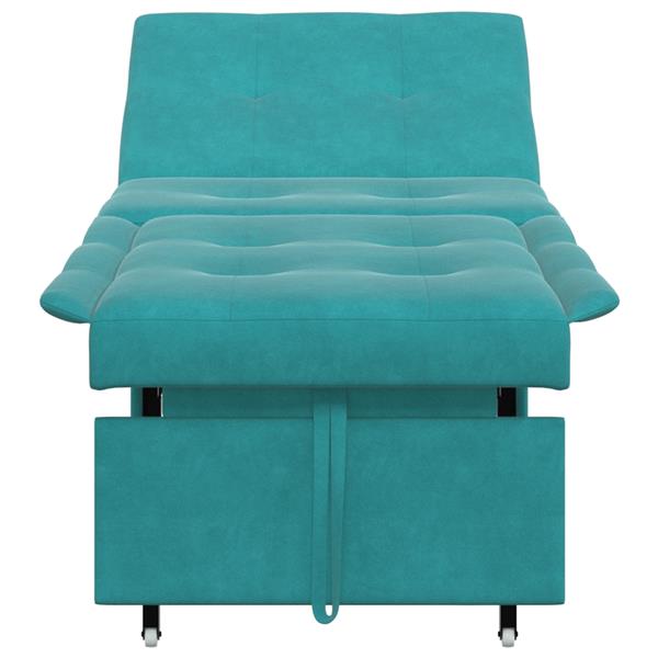 Grote foto vidaxl slaapbank 3 in 1 uittrekbaar turquoise fluweel huis en inrichting bankstellen