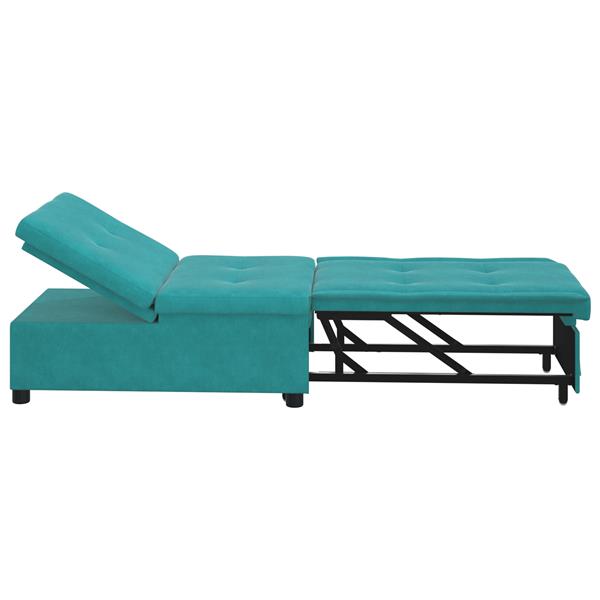 Grote foto vidaxl slaapbank 3 in 1 uittrekbaar turquoise fluweel huis en inrichting bankstellen