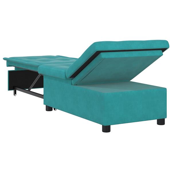 Grote foto vidaxl slaapbank 3 in 1 uittrekbaar turquoise fluweel huis en inrichting bankstellen