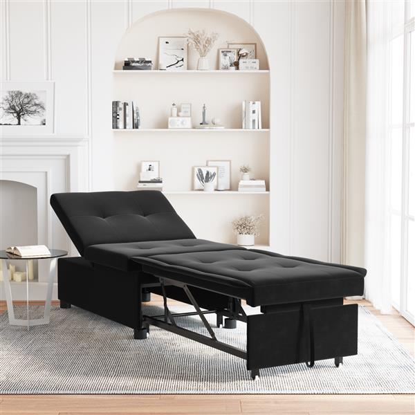 Grote foto vidaxl 3 in 1 uitklapbare sofa bed zwart fluweel huis en inrichting bankstellen