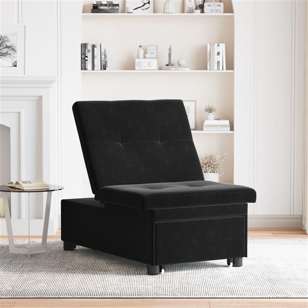 Grote foto vidaxl 3 in 1 uitklapbare sofa bed zwart fluweel huis en inrichting bankstellen