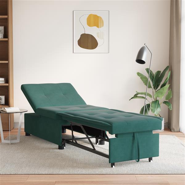 Grote foto vidaxl 3 in 1 sofa bed uittrekbaar donkergroen fluweel huis en inrichting bankstellen