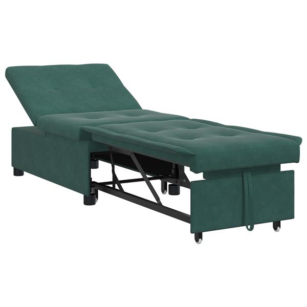 Grote foto vidaxl 3 in 1 sofa bed uittrekbaar donkergroen fluweel huis en inrichting bankstellen