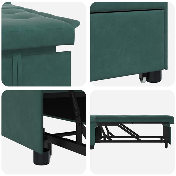 Grote foto vidaxl 3 in 1 sofa bed uittrekbaar donkergroen fluweel huis en inrichting bankstellen