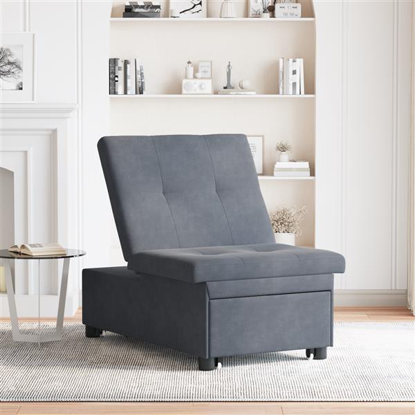 Grote foto vidaxl 3 in 1 sofa bed uittrekbaar donkergrijs velvet huis en inrichting bankstellen