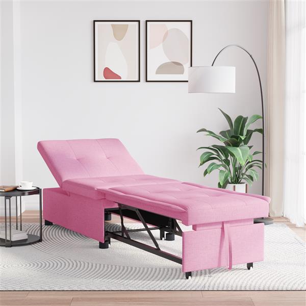 Grote foto vidaxl 3 in 1 sofa bed in roze stof huis en inrichting bankstellen