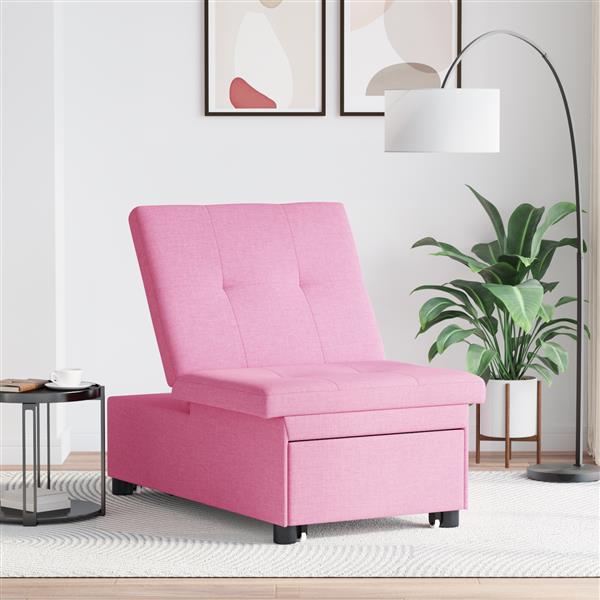 Grote foto vidaxl 3 in 1 sofa bed in roze stof huis en inrichting bankstellen