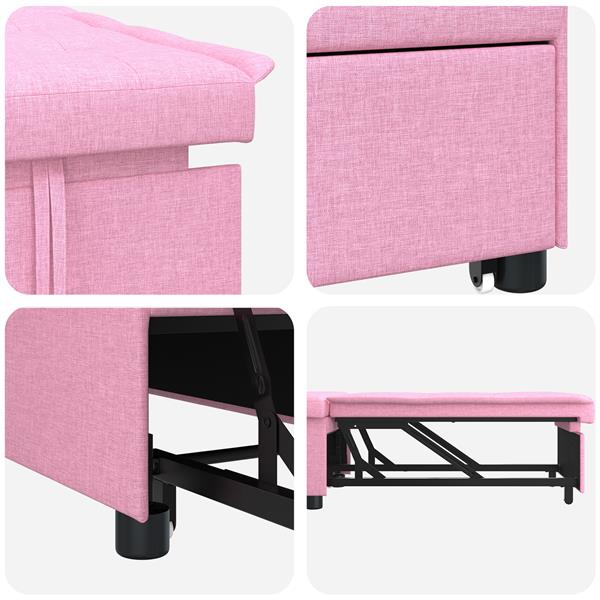 Grote foto vidaxl 3 in 1 sofa bed in roze stof huis en inrichting bankstellen