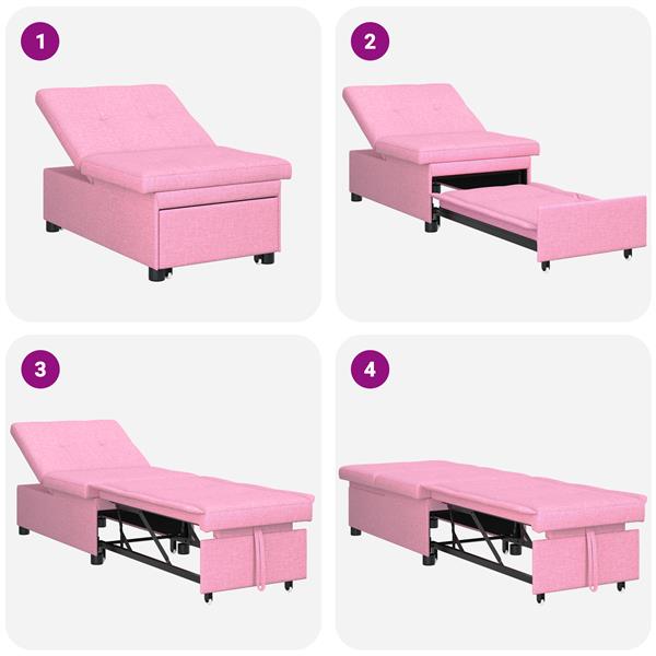 Grote foto vidaxl 3 in 1 sofa bed in roze stof huis en inrichting bankstellen