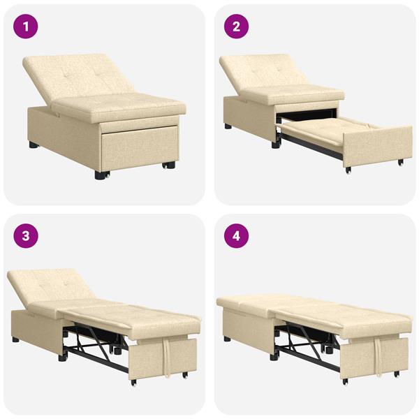 Grote foto vidaxl sofa bed 3 in 1 uittrekbaar ontwerp in cr me stof huis en inrichting bankstellen