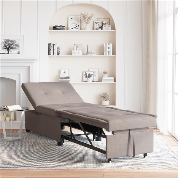 Grote foto vidaxl sofa bed 3 in 1 uittrekbare ontwerp in taupe stof huis en inrichting bankstellen