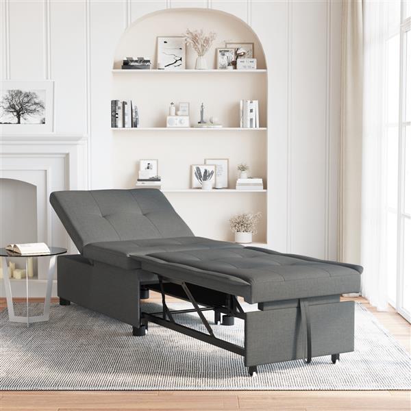 Grote foto vidaxl 3 in 1 sofa bed uittrekbaar ontwerp donkergrijze stof huis en inrichting bankstellen