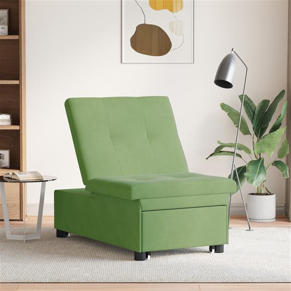 Grote foto vidaxl 3 in 1 sofa bed uitklapbaar lichtgroen velours huis en inrichting bankstellen