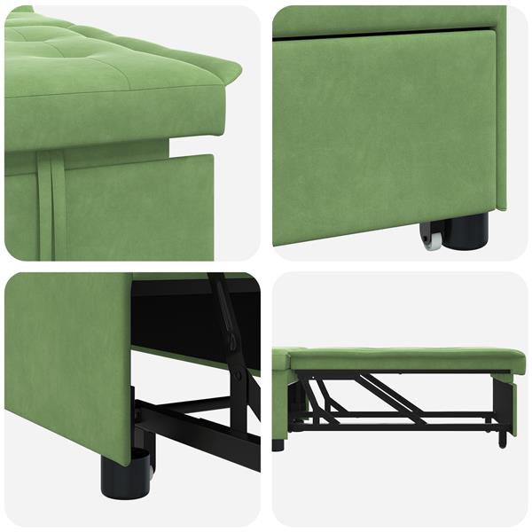 Grote foto vidaxl 3 in 1 sofa bed uitklapbaar lichtgroen velours huis en inrichting bankstellen