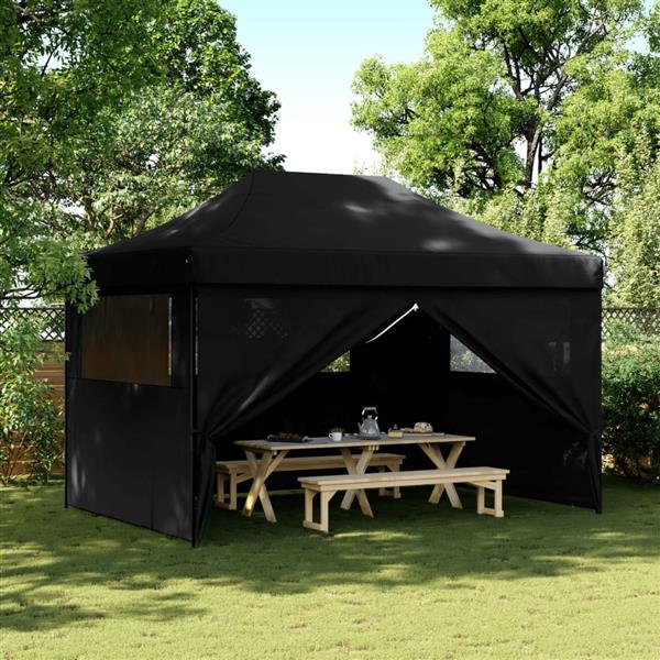 Grote foto vidaxl partytent inklapbaar pop up met 4 zijwanden zwart tuin en terras overige tuin en terras