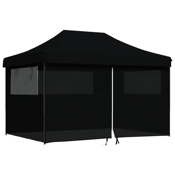 Grote foto vidaxl partytent inklapbaar pop up met 4 zijwanden zwart tuin en terras overige tuin en terras