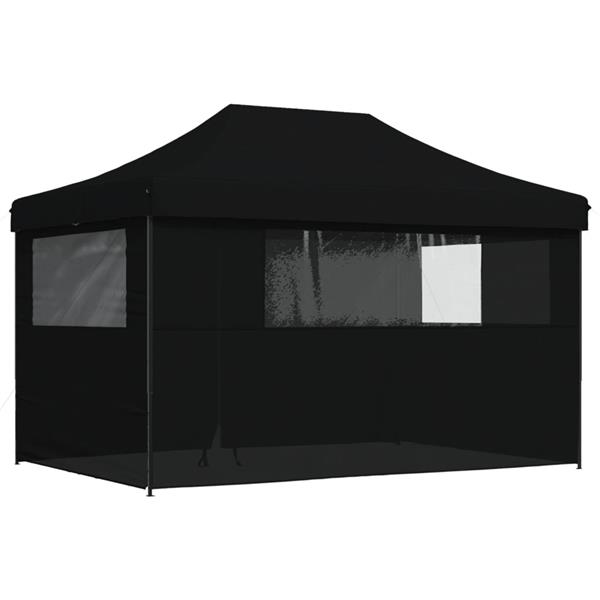 Grote foto vidaxl partytent inklapbaar pop up met 4 zijwanden zwart tuin en terras overige tuin en terras