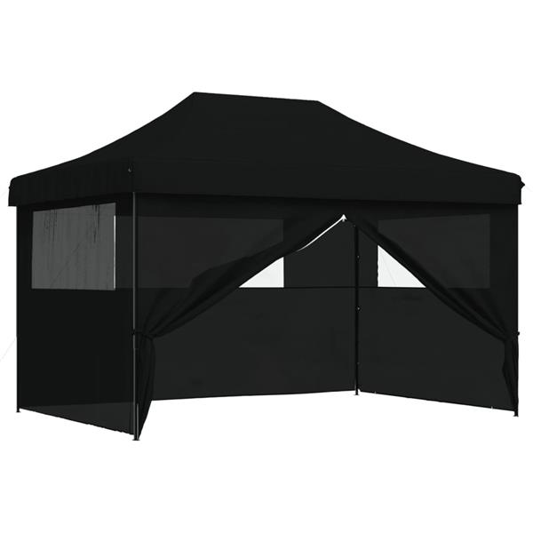 Grote foto vidaxl partytent inklapbaar pop up met 4 zijwanden zwart tuin en terras overige tuin en terras