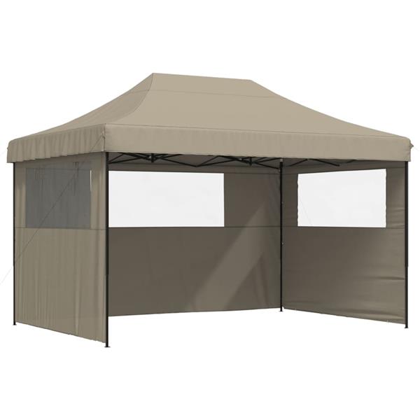 Grote foto vidaxl partytent inklapbaar pop up met 3 zijwanden taupe tuin en terras overige tuin en terras