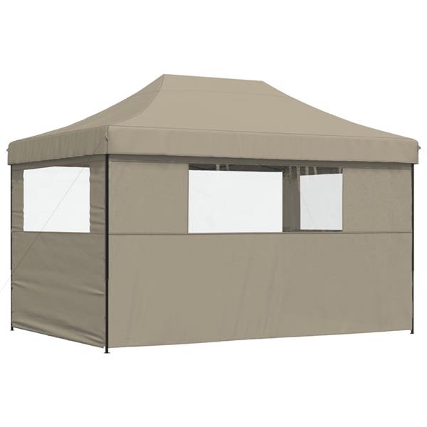 Grote foto vidaxl partytent inklapbaar pop up met 3 zijwanden taupe tuin en terras overige tuin en terras