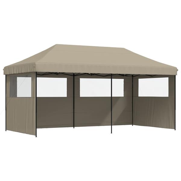 Grote foto vidaxl partytent inklapbaar pop up met 3 zijwanden taupe tuin en terras overige tuin en terras