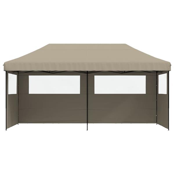 Grote foto vidaxl partytent inklapbaar pop up met 3 zijwanden taupe tuin en terras overige tuin en terras