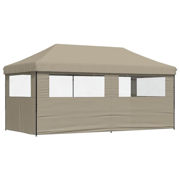Grote foto vidaxl partytent inklapbaar pop up met 3 zijwanden taupe tuin en terras overige tuin en terras