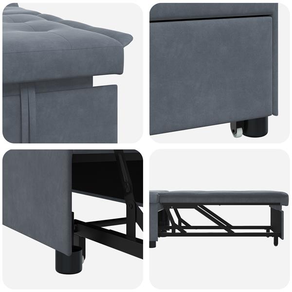 Grote foto vidaxl 3 in 1 sofa bed uittrekbaar donkergrijs velvet huis en inrichting bankstellen