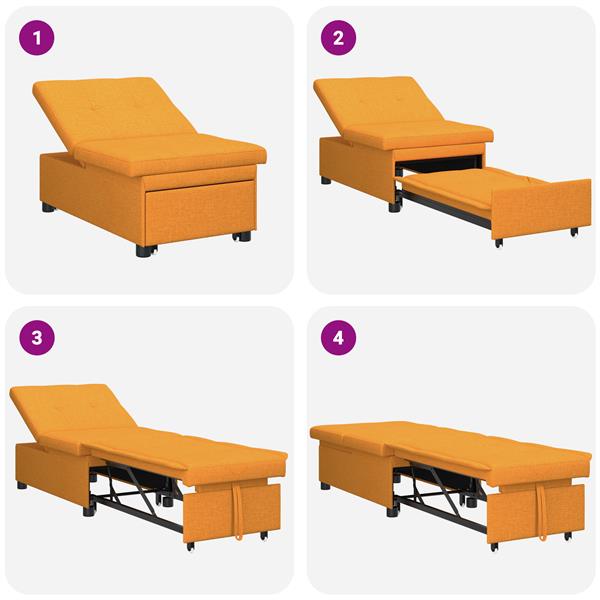 Grote foto vidaxl sofa bed 3 in 1 uittrekbaar ontwerp in donkergeel stof huis en inrichting bankstellen