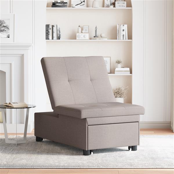 Grote foto vidaxl sofa bed 3 in 1 uittrekbare ontwerp in taupe stof huis en inrichting bankstellen