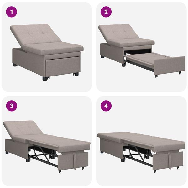 Grote foto vidaxl sofa bed 3 in 1 uittrekbare ontwerp in taupe stof huis en inrichting bankstellen