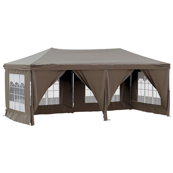 Grote foto vidaxl partytent inklapbaar met zijwanden 3x6 m taupe tuin en terras overige tuin en terras