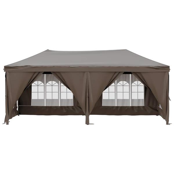 Grote foto vidaxl partytent inklapbaar met zijwanden 3x6 m taupe tuin en terras overige tuin en terras