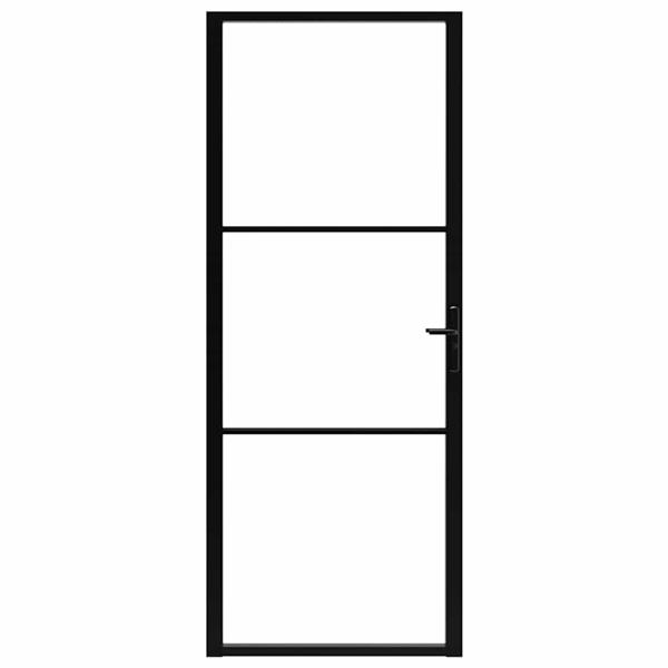 Grote foto vidaxl binnendeur 83x201 5 cm esg glas en aluminium zwart doe het zelf en verbouw deuren en horren