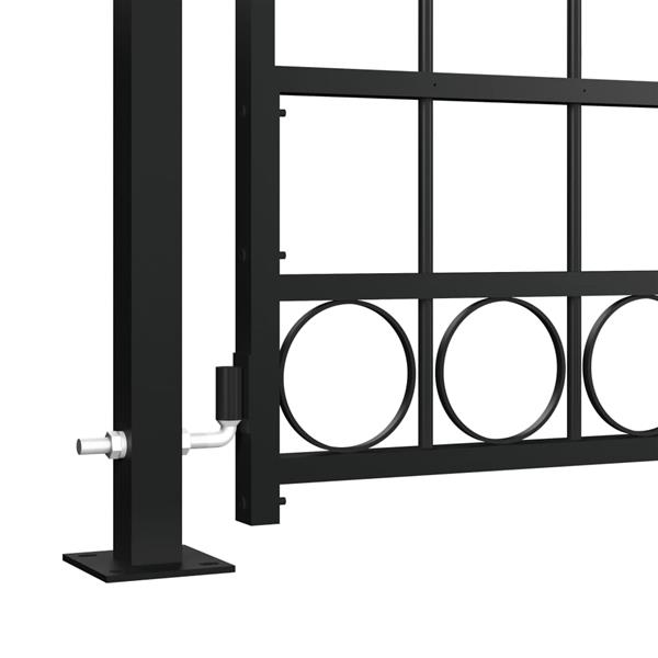 Grote foto vidaxl poort met gebogen bovenkant en 2 palen 105x204 cm zwart tuin en terras hekken en schuttingen