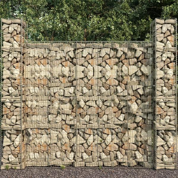 Grote foto vidaxl schanskorven 3 st 25x25x197 cm gegalvaniseerd staal tuin en terras hekken en schuttingen