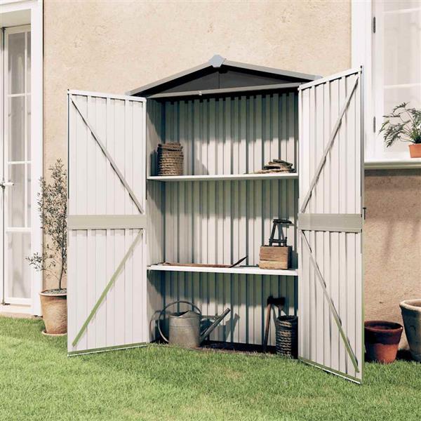 Grote foto vidaxl tuinschuur 116x45x175 cm gegalvaniseerd staal grijs tuin en terras tuinhuisjes en blokhutten