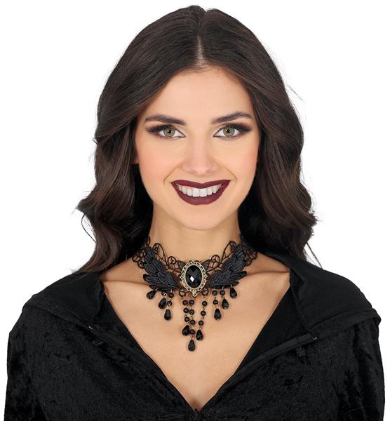 Grote foto black embroidered choker with beads verzamelen overige verzamelingen