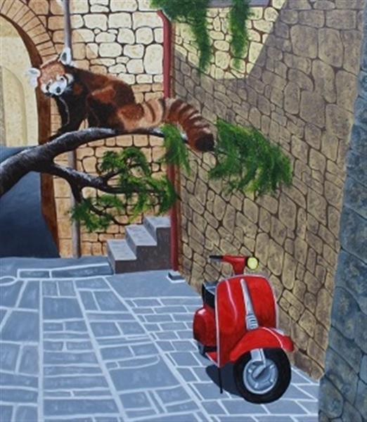 Grote foto kunsthandel gennep red scooter antiek en kunst modern