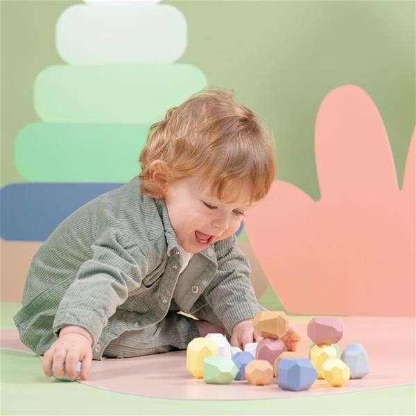 Grote foto houten balansblokken stones 18 delen pastel kleuren kinderen en baby overige