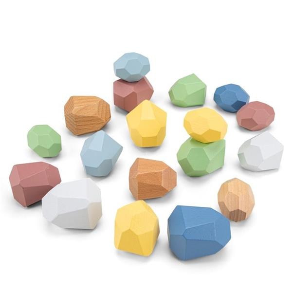 Grote foto houten balansblokken stones 18 delen pastel kleuren kinderen en baby overige